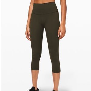 lululemon Wunder Under Crop Dark Olive Size 8